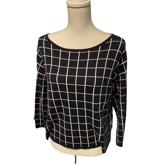 Brooks Brothers 346 black and white window pane sweater, size large, 100% cotton - Picture 5 of 12